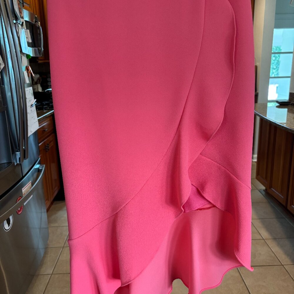 Xscape Midi Coral Pink Asymmetric Strap dress - Picture 5 of 6
